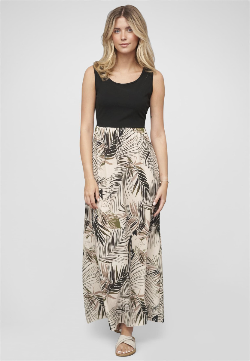 2-Tone Maxi-Dress Tropical Print