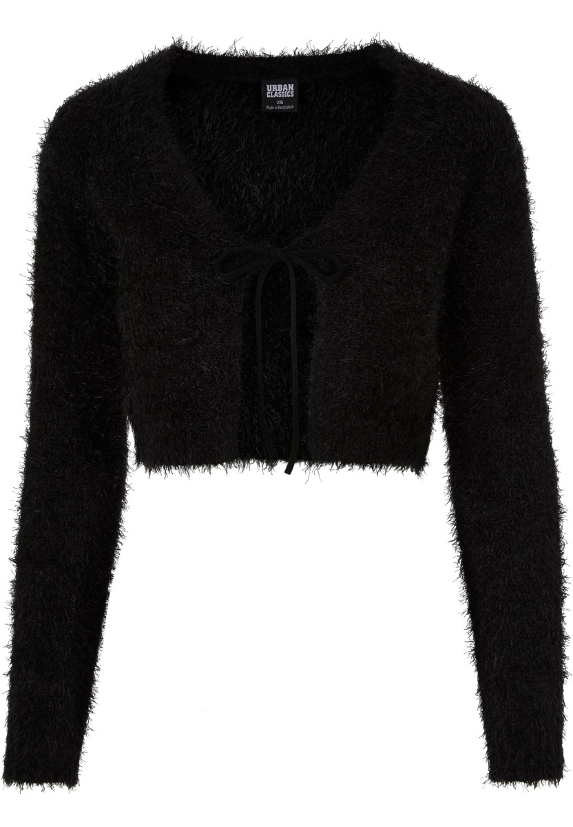 Ladies Tied Cropped Feather Cardigan