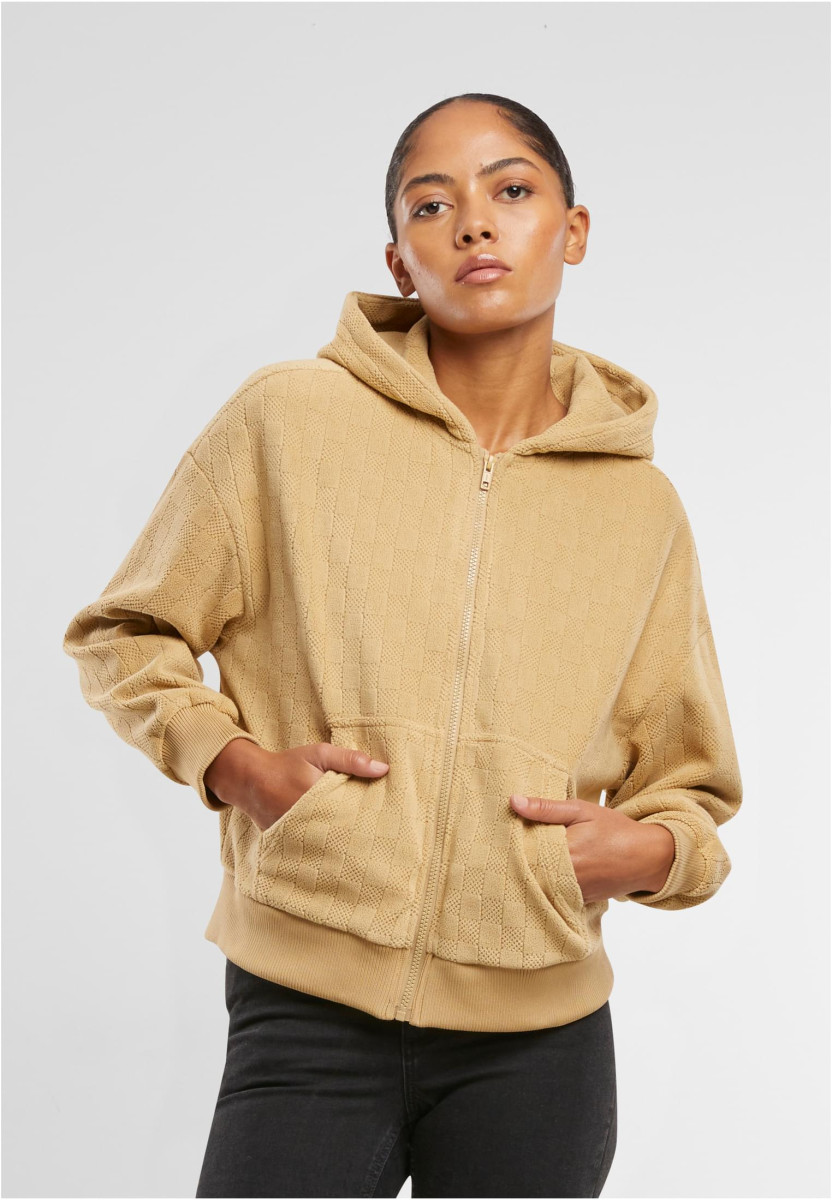 Ladies Jacquard Velvet Oversized Zip Hoody