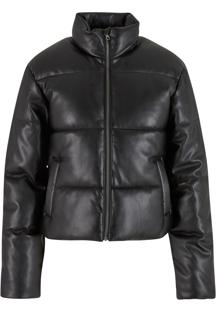 Ladies Synthetic Leather Puffer Jacket