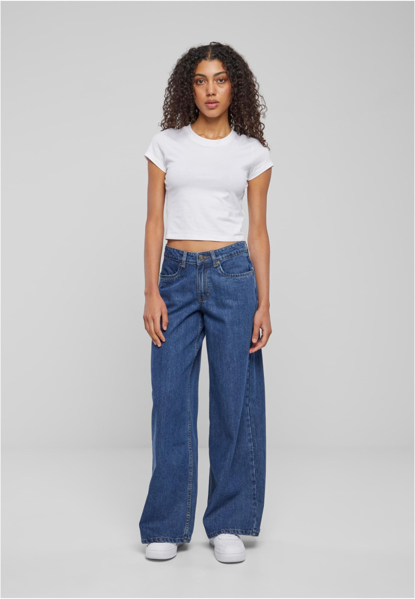 Ladies Mid Waist Wide Denim