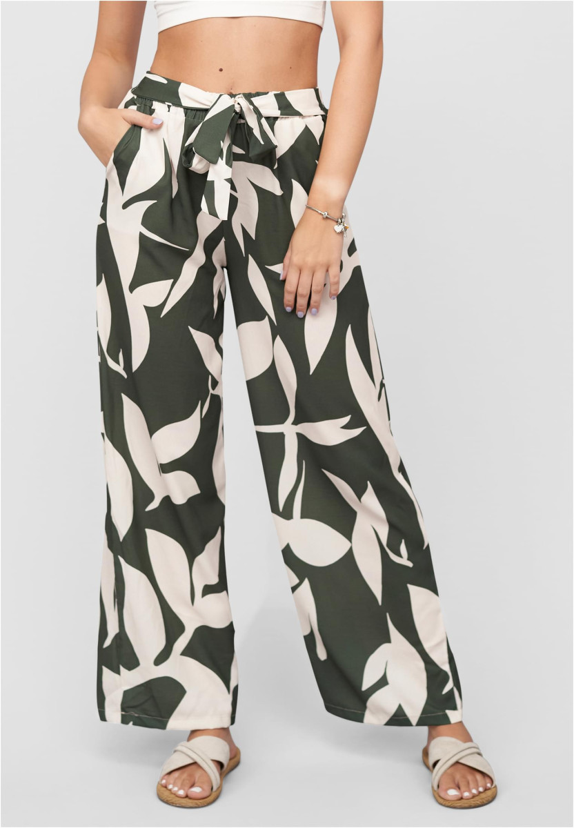 Pants with floral aop and tie belt