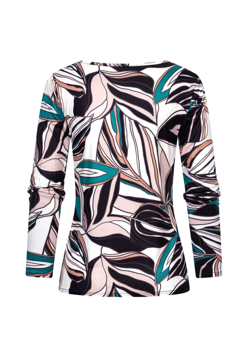 Langarm Top mit Bl?tter Print