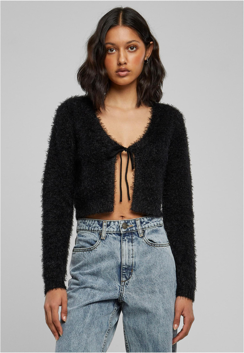 Ladies Tied Cropped Feather Cardigan