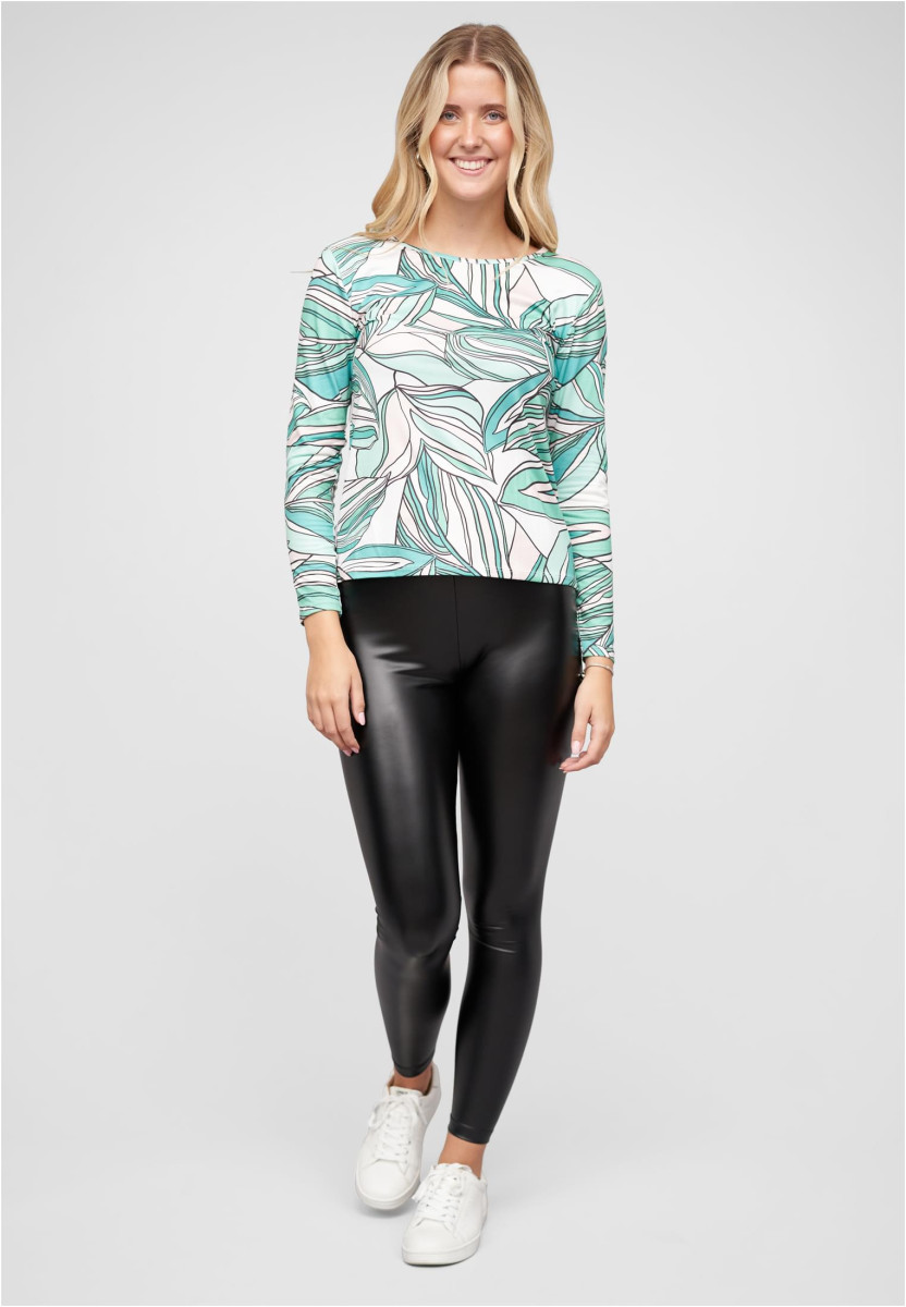 Langarm Top mit Bl?tter Print