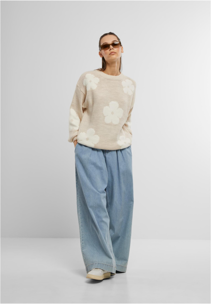 Cloud 5ive Crewneck Knit Sweater with Flowers