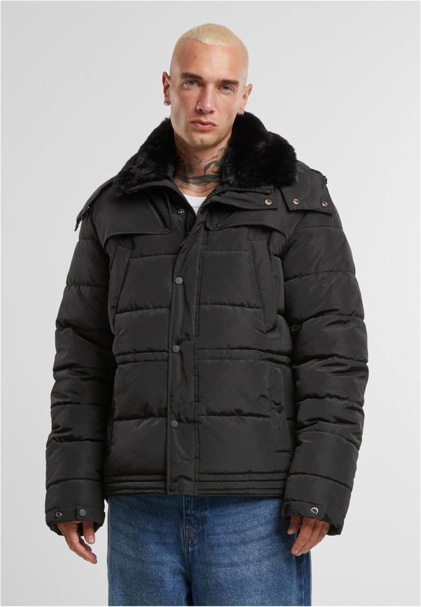 Puffer Jacket With Detachable Fur Collar