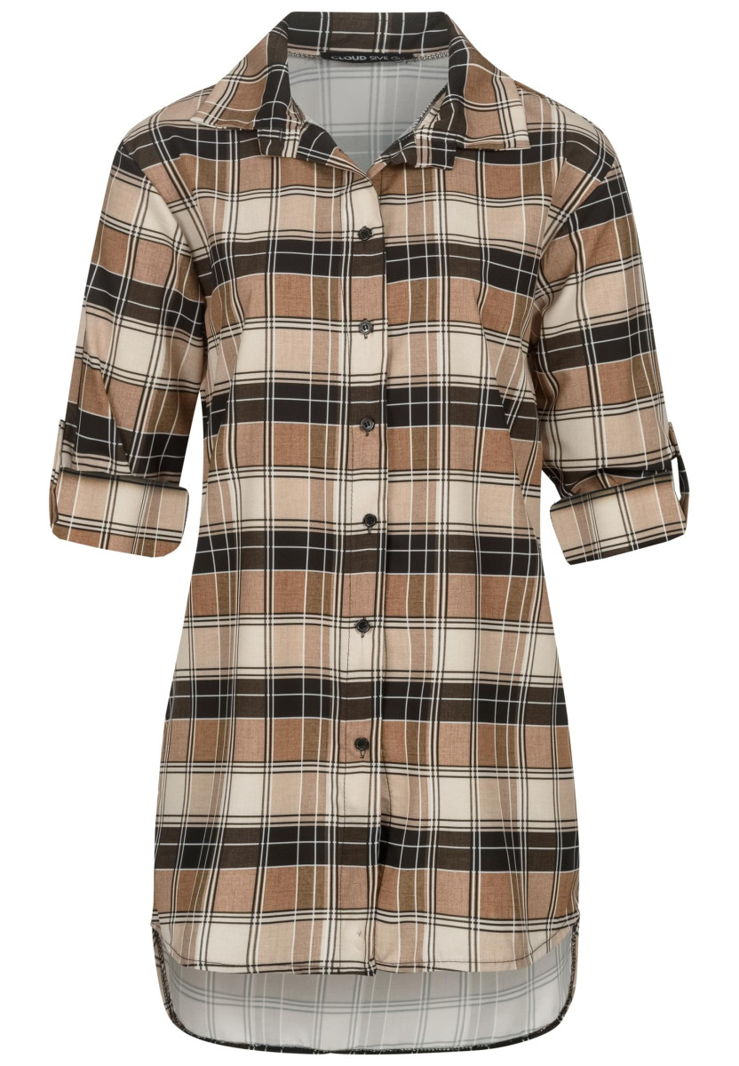 Turn Up 3/4 Arm Bluse kariert small