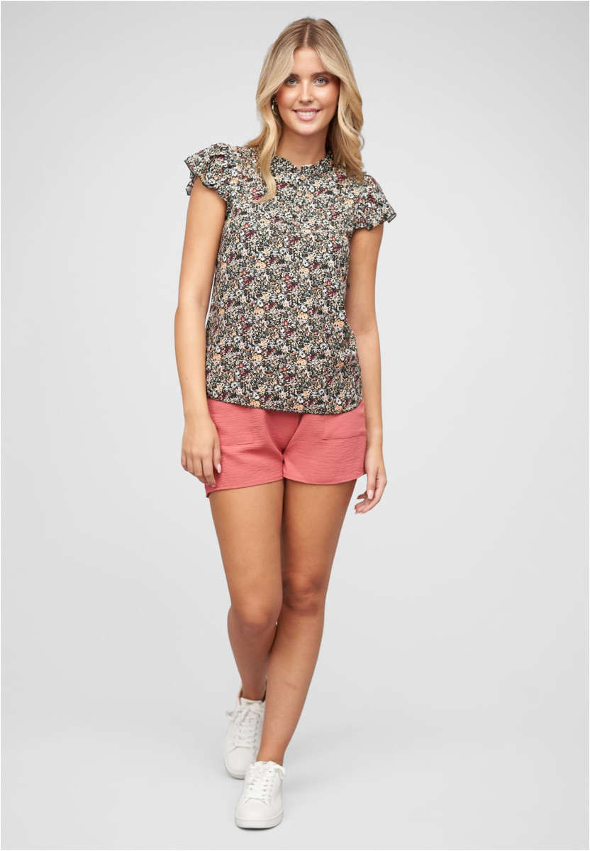 Bluse mit 4er Knopfleiste und Blumen Print