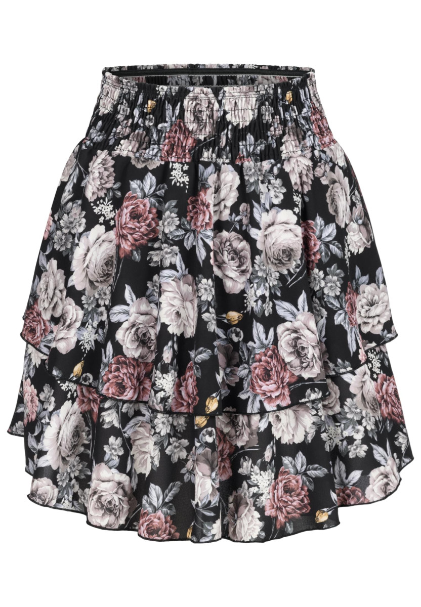 Tiered Mini Skirt wit flower aop