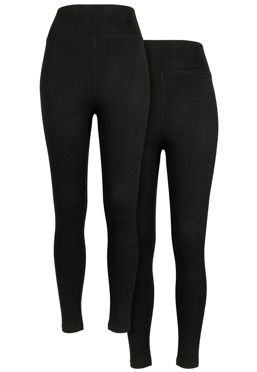 Ladies High Waist Jersey Leggings 2-Pack