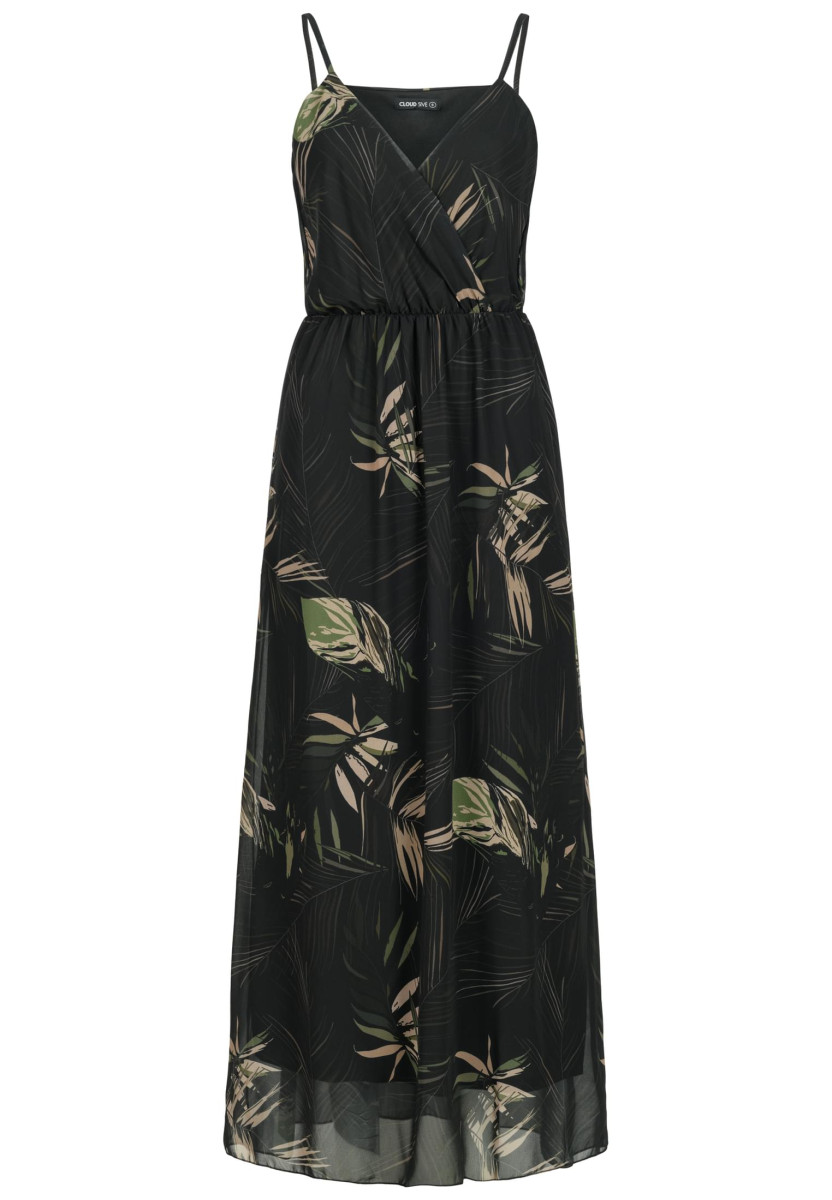 2-Layered Maxi-Dress Tropical Print