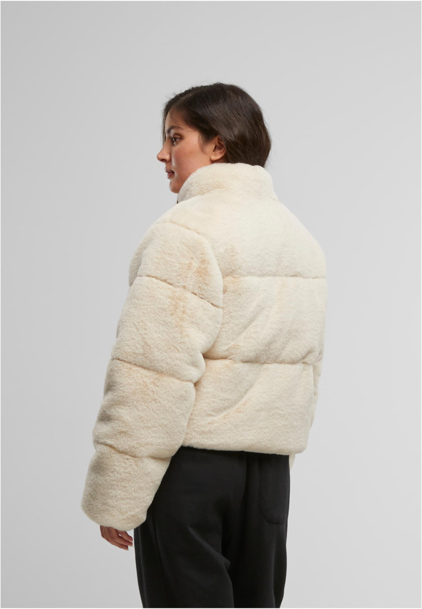 Ladies Short Faux Fur Puffer Jacket