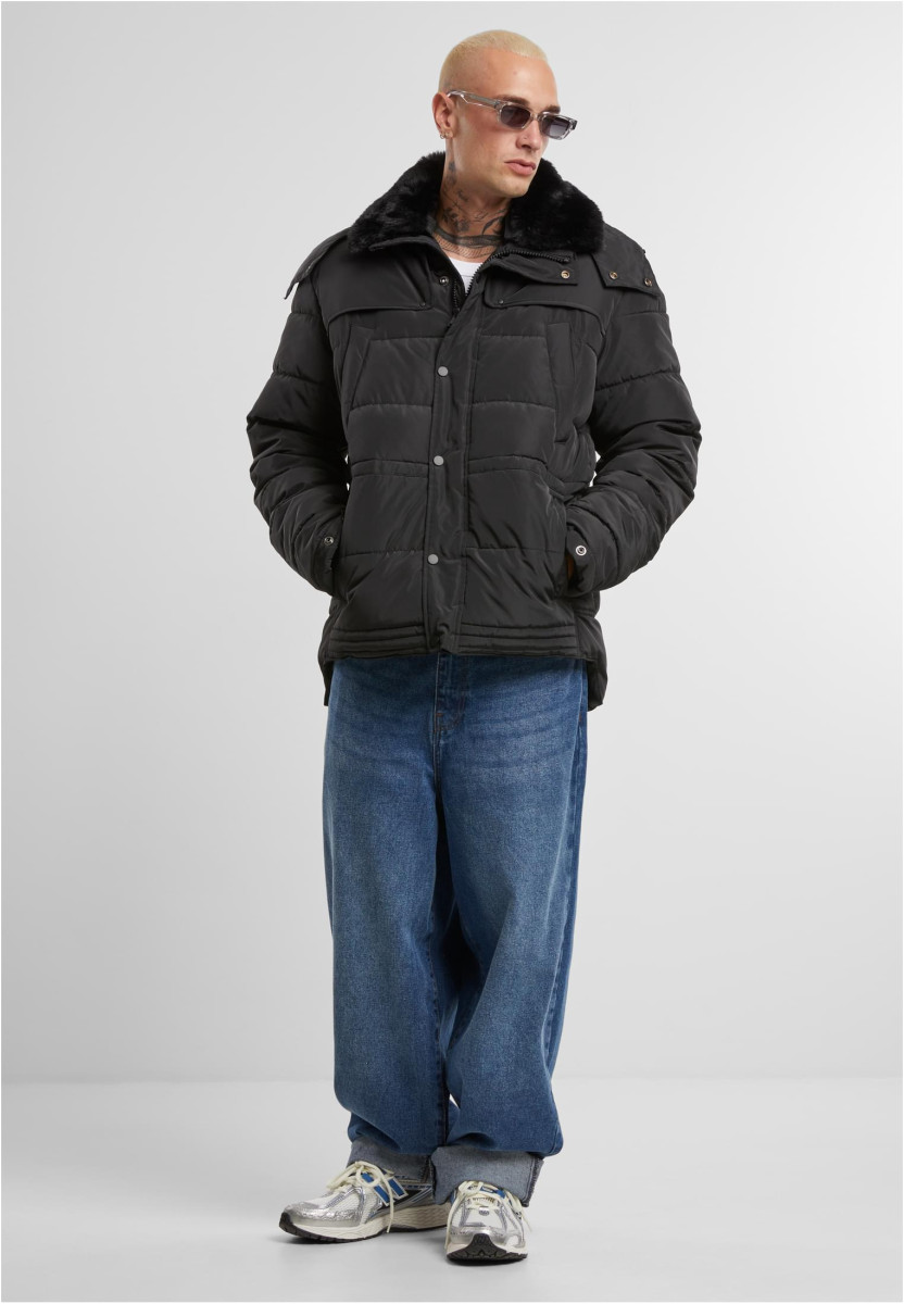 Puffer Jacket With Detachable Fur Collar