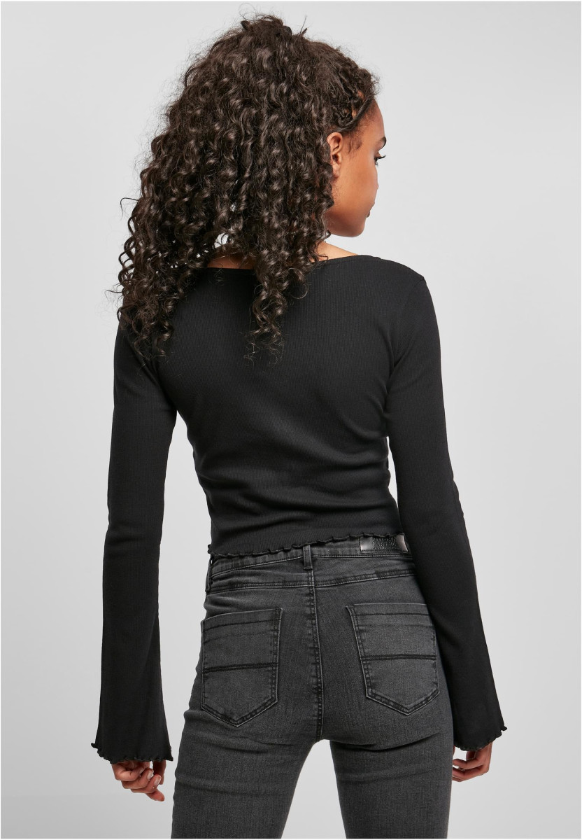 Ladies Cropped Rib Cardigan