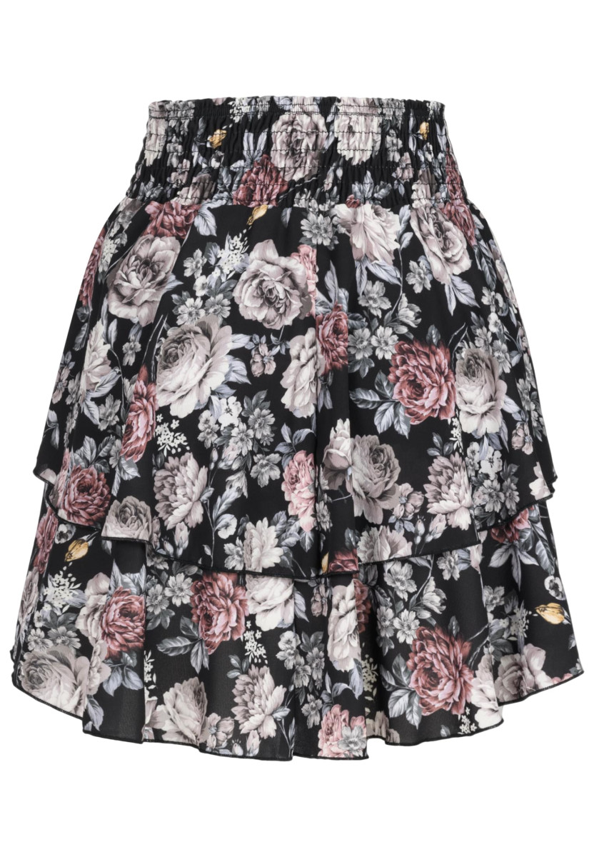 Tiered Mini Skirt wit flower aop