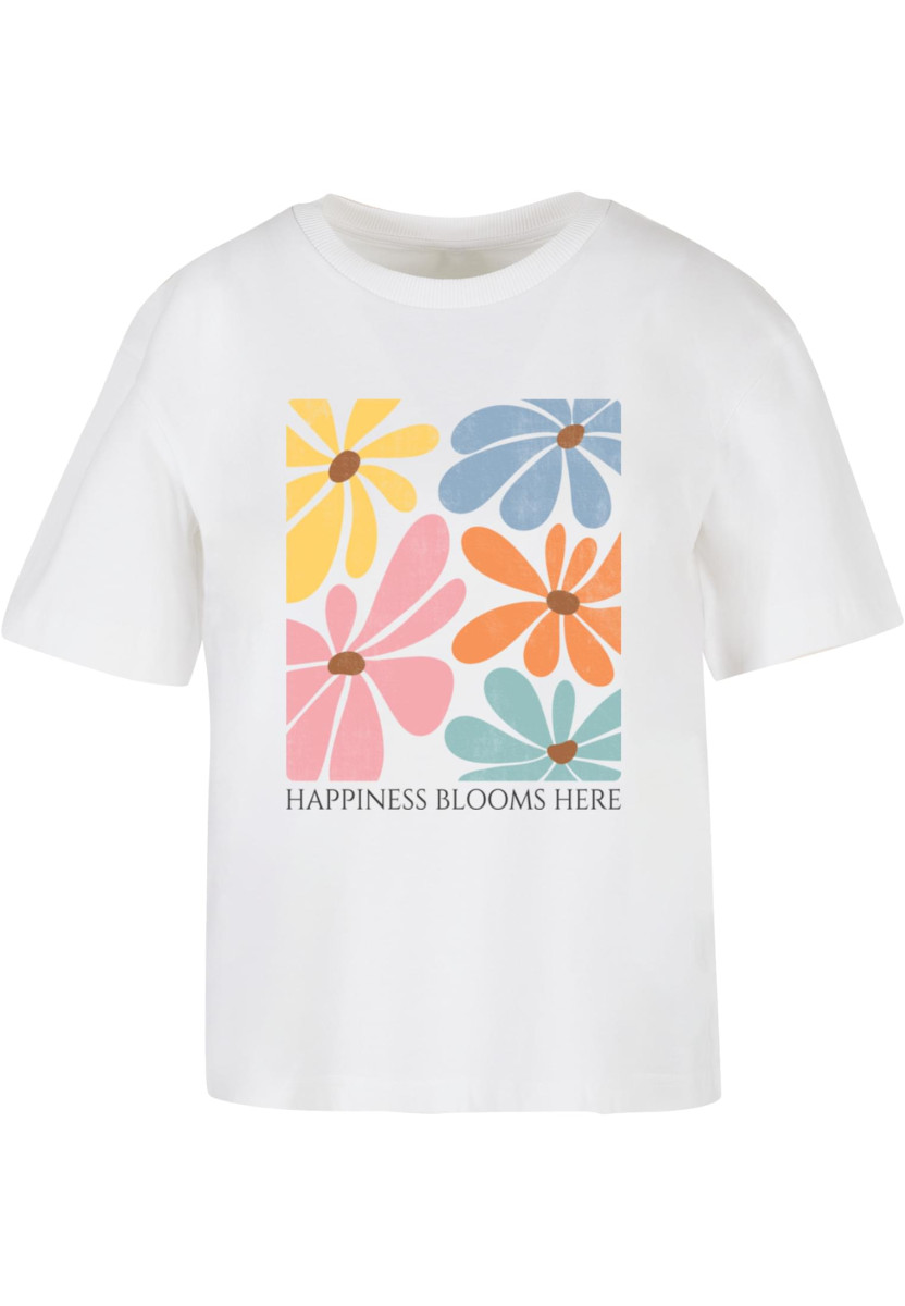 Ladies Happiness Blooms Here Tee