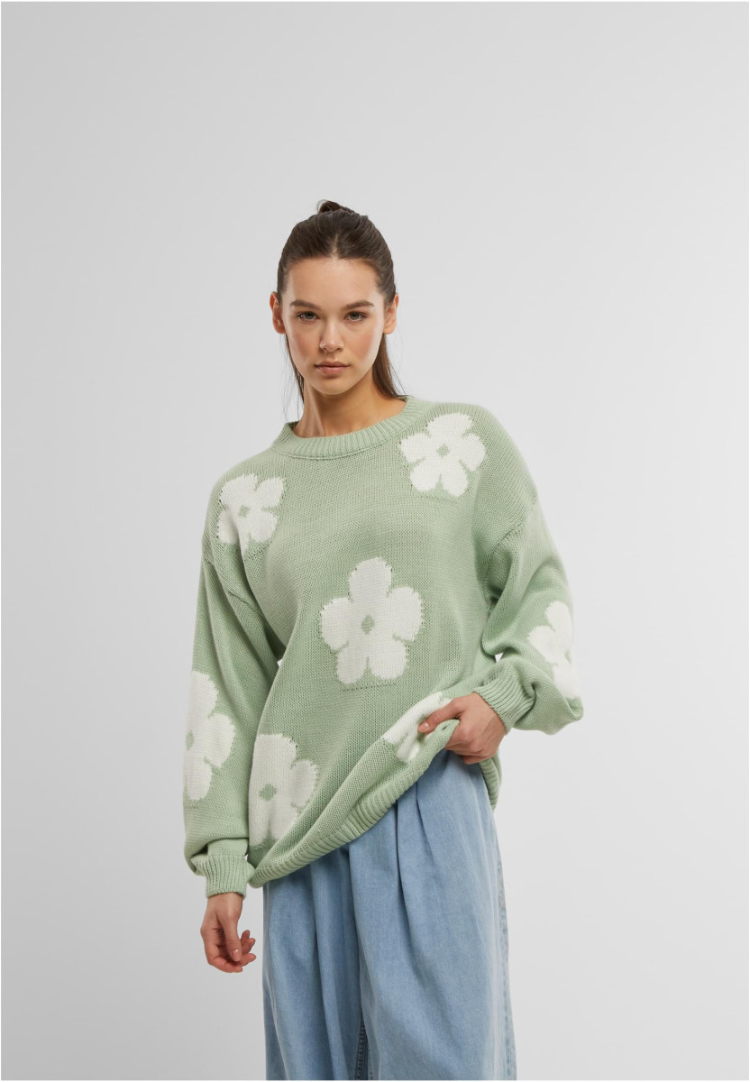 Cloud 5ive Crewneck Knit Sweater with Flowers