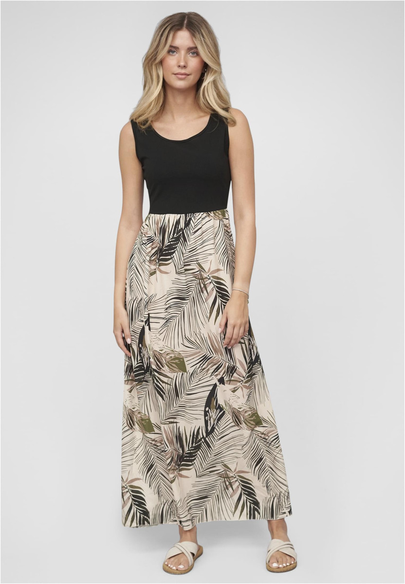 2-Tone Maxi-Dress Tropical Print