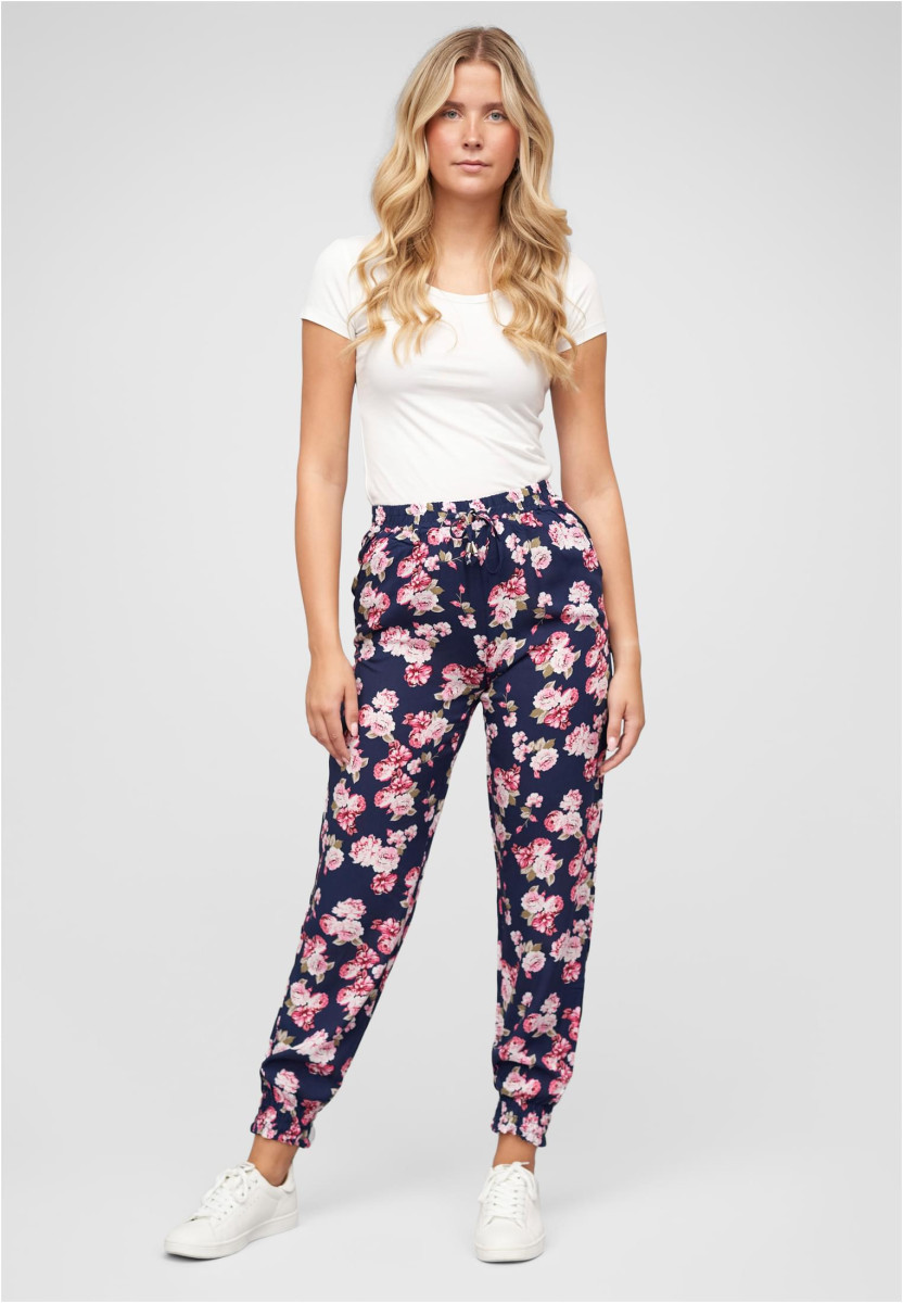 Viskose Hose mit B?ndchen 2-Pockets & Blumen Print