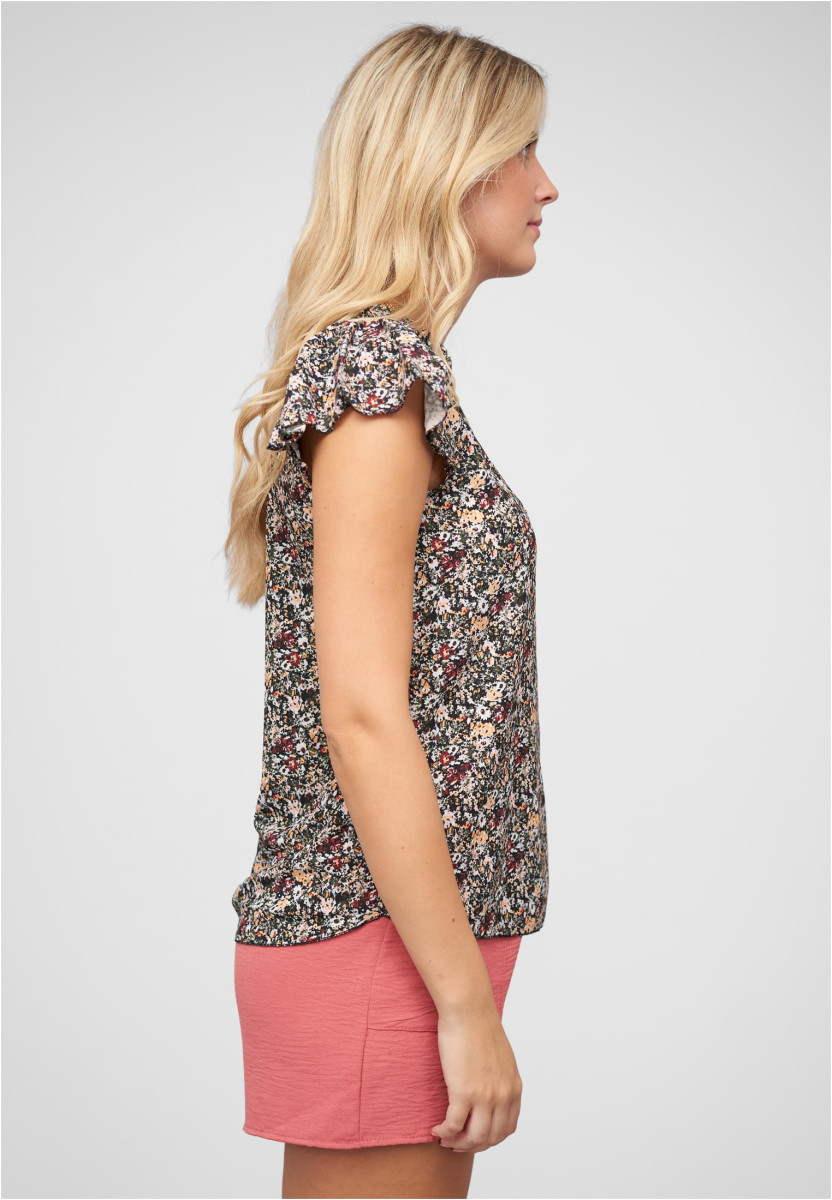 Bluse mit 4er Knopfleiste und Blumen Print