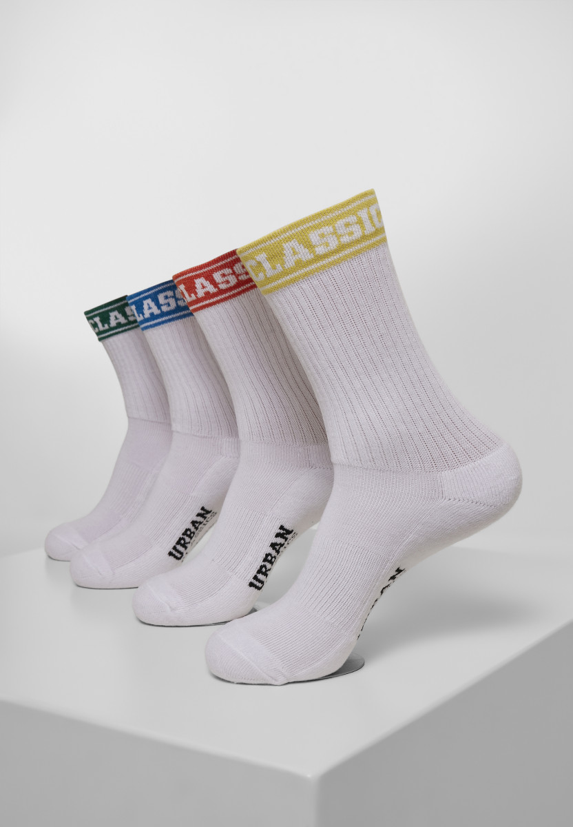 Short Sporty Logo Socks Coloured Cuff 4-Pack