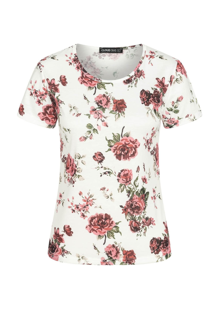 T-Shirt mit Blumenprint und Rundhals