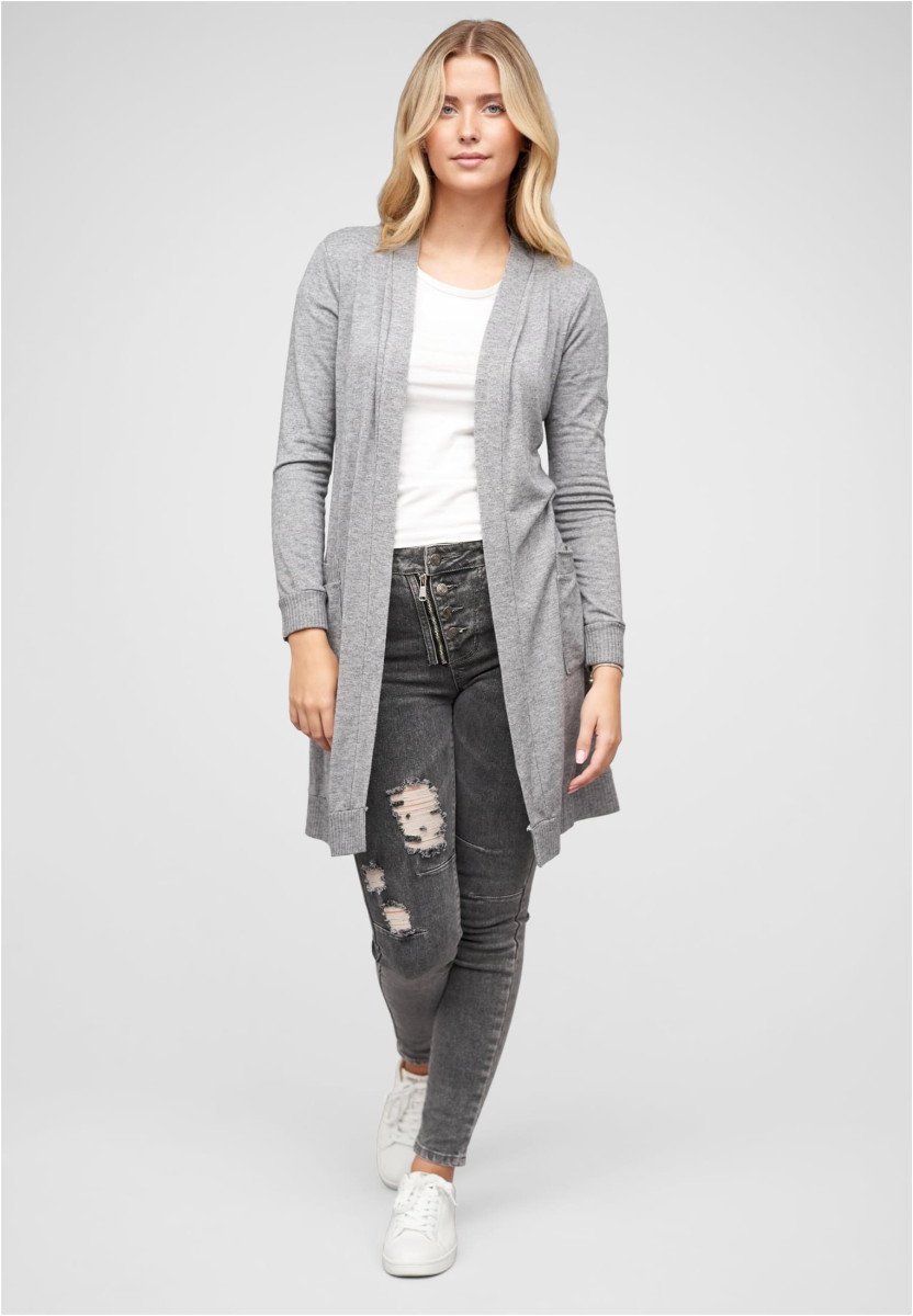 Longform Viskose Cardigan mit 2 seitl. Taschen