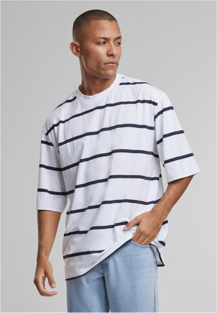 Oversized Sleeve Modern Stripe Tee