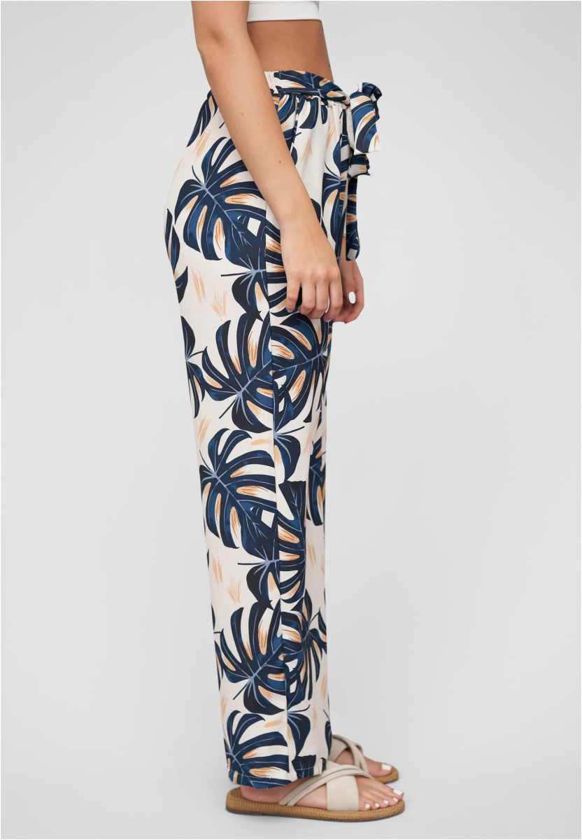 Summer Pants with palm print and tie belt