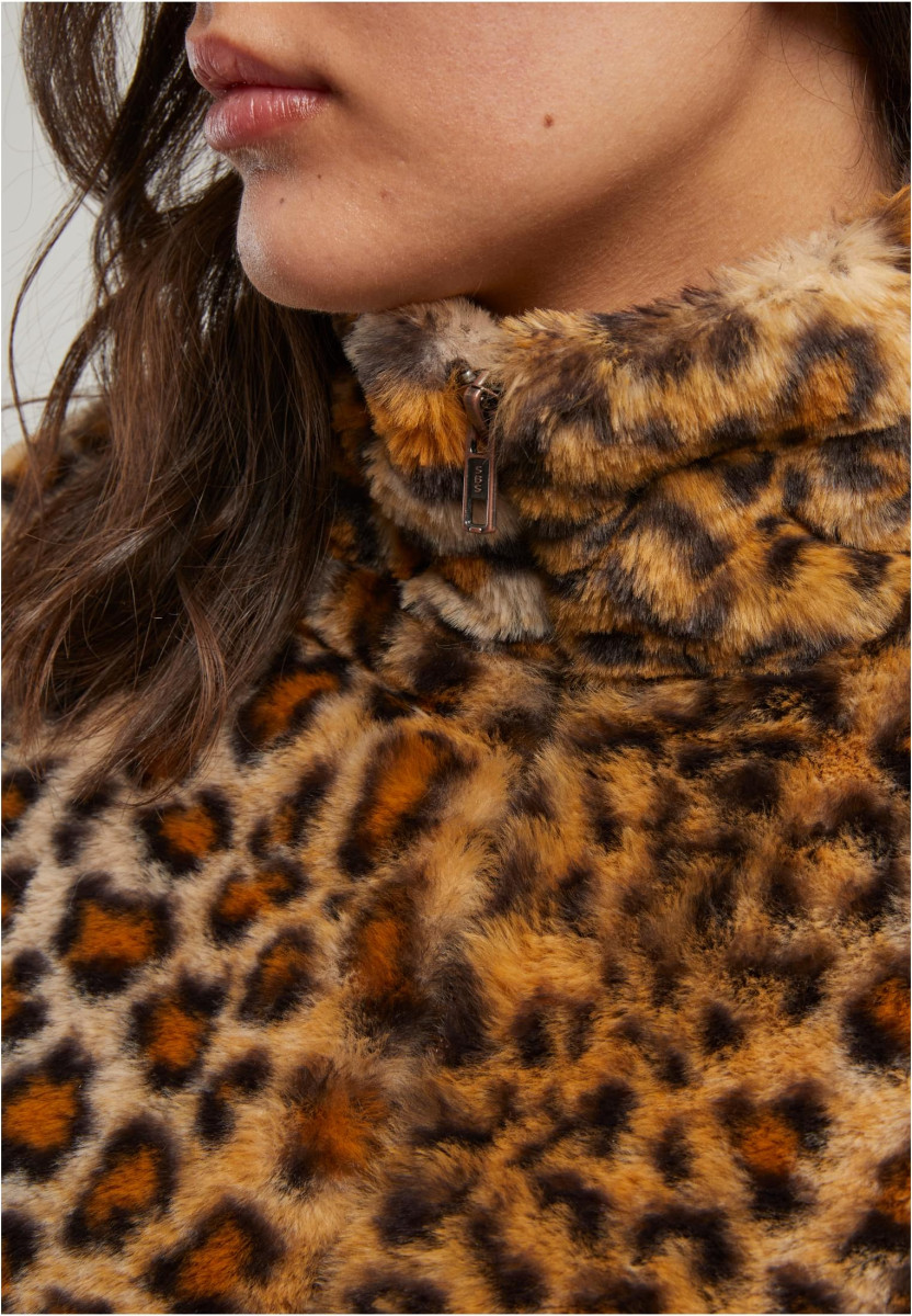 Ladies Cropped Faux Fur Leo Jacket