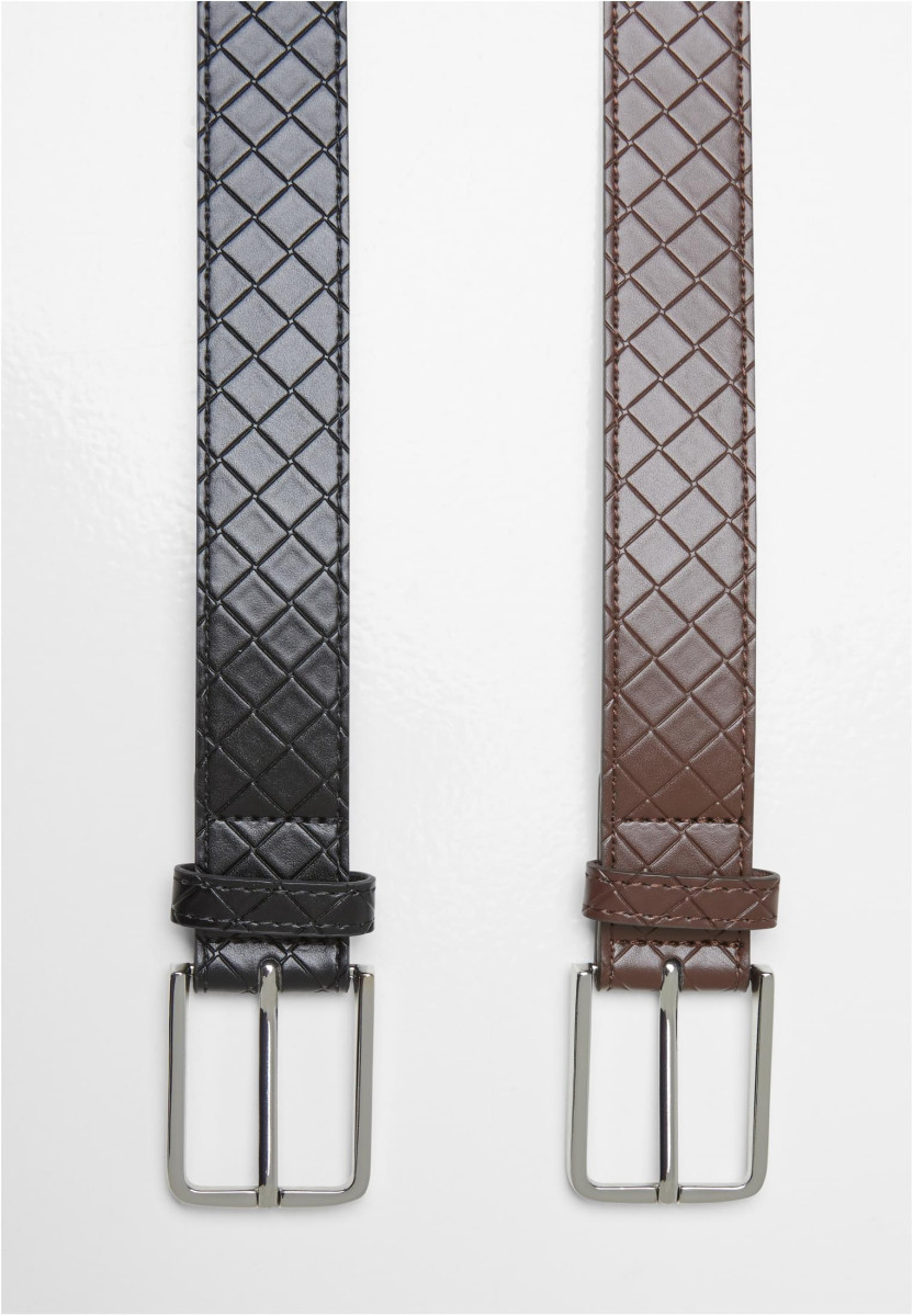 Woven Embossed Synthetic Leather Belt 2-Pack