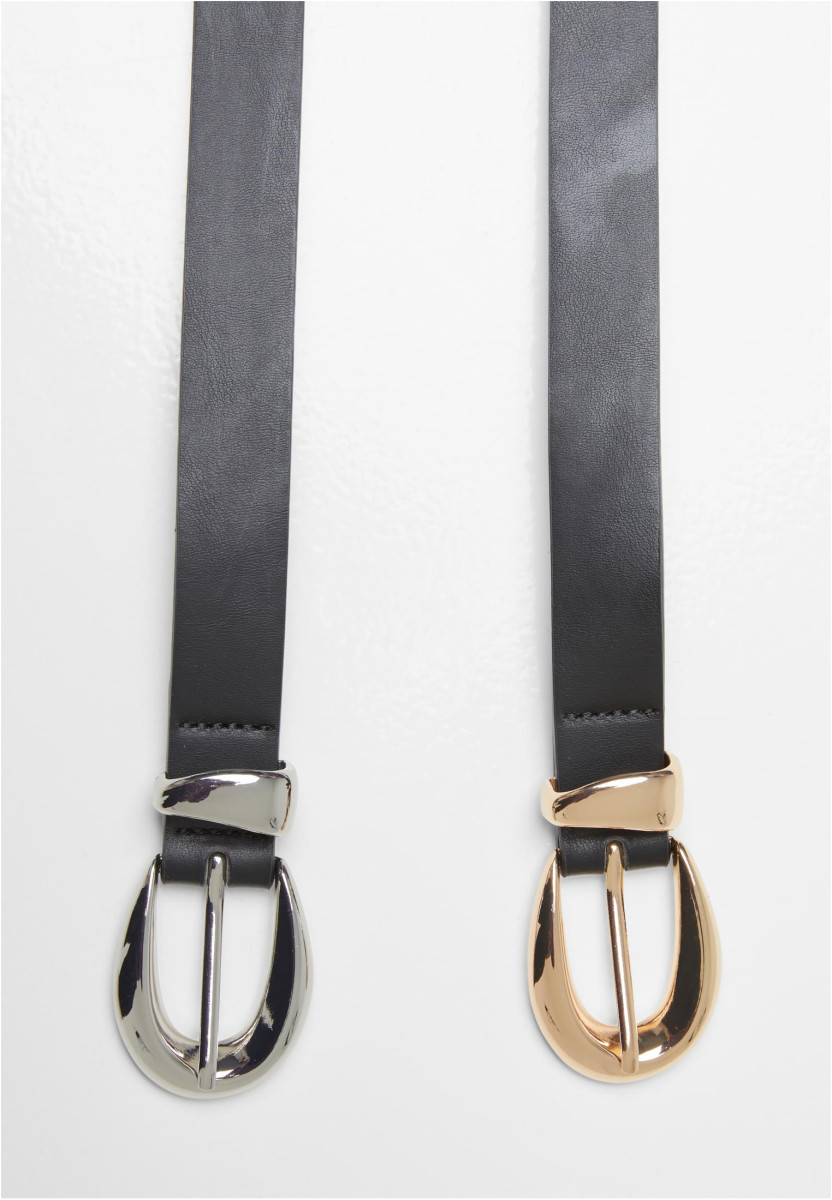 Chunky Buckle Loop Synthetic Leather Belt 2-Pack