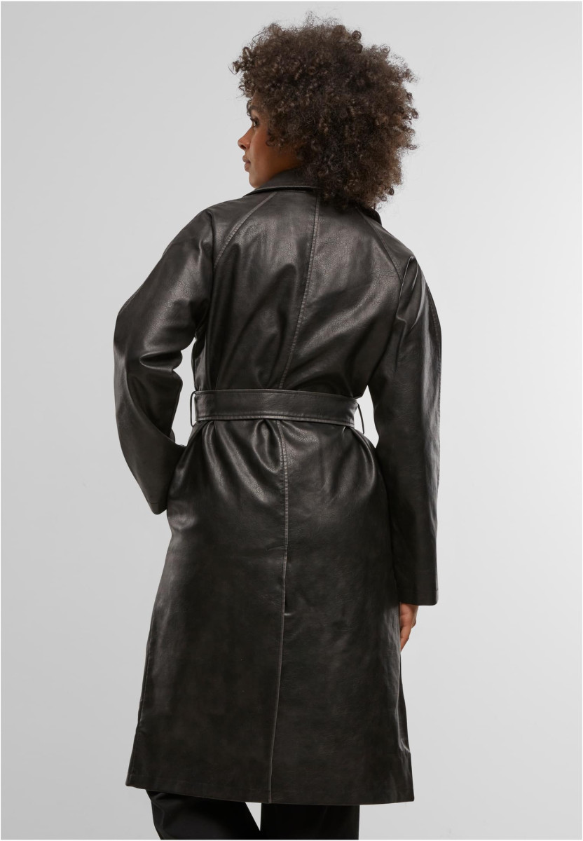 Ladies Vintage Leather Trenchcoat