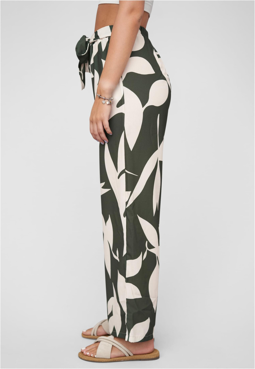 Pants with floral aop and tie belt