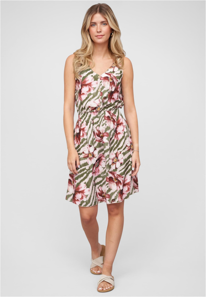 Dress with buttons and knot details flower print