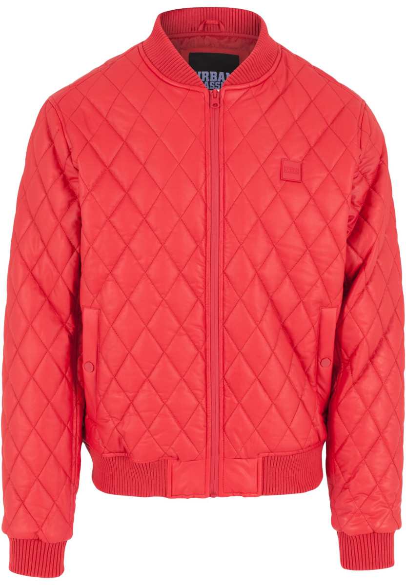 Diamond Quilt Synthetic Leather Jacket