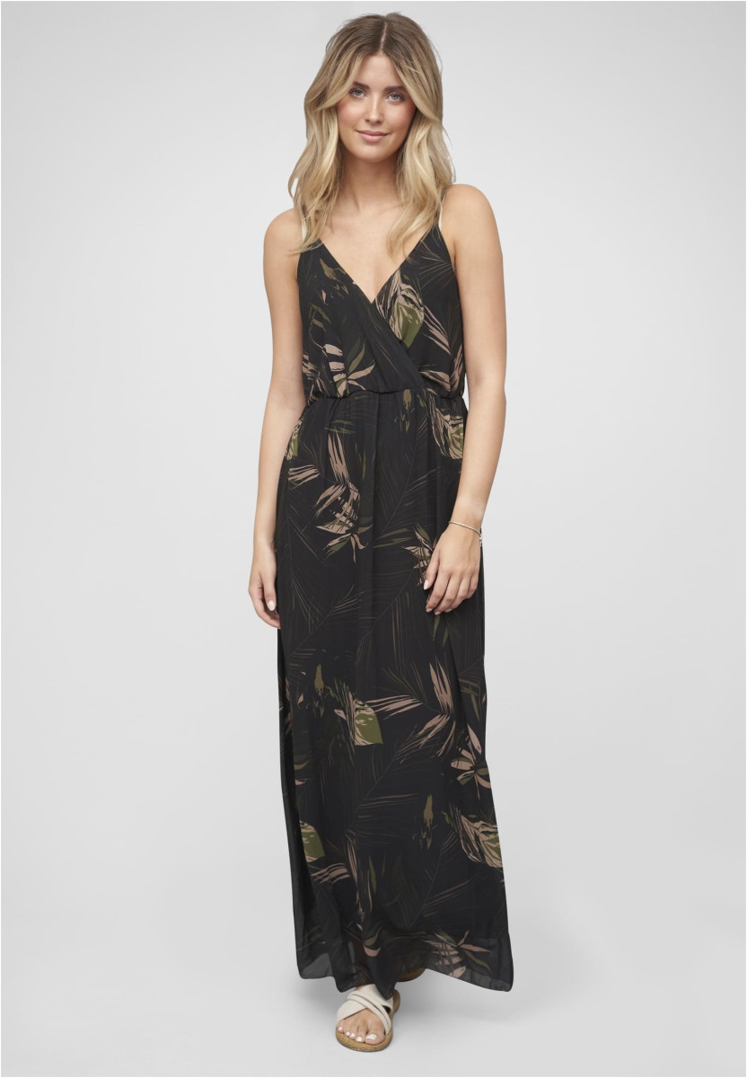 2-Layered Maxi-Dress Tropical Print