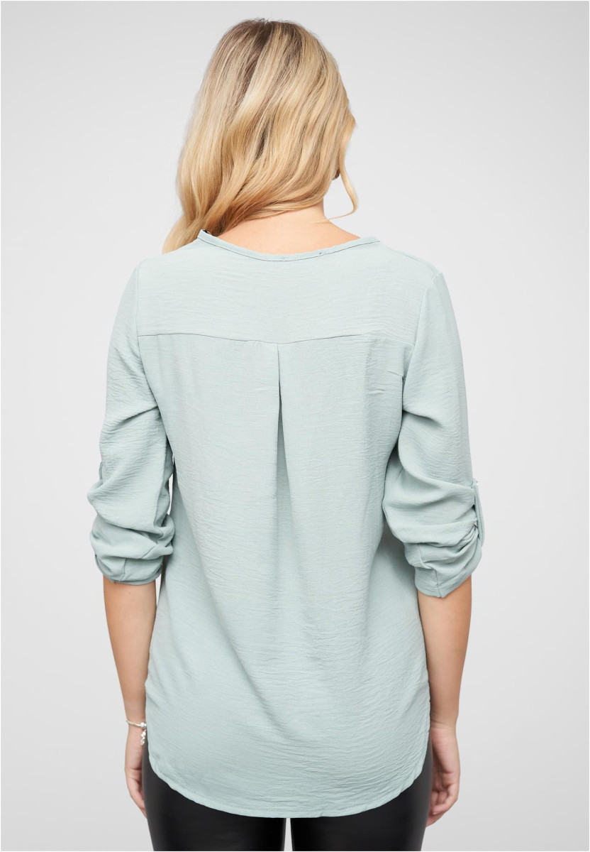 Musselin Bluse mit Turn-Up-?rmeln und Zipper