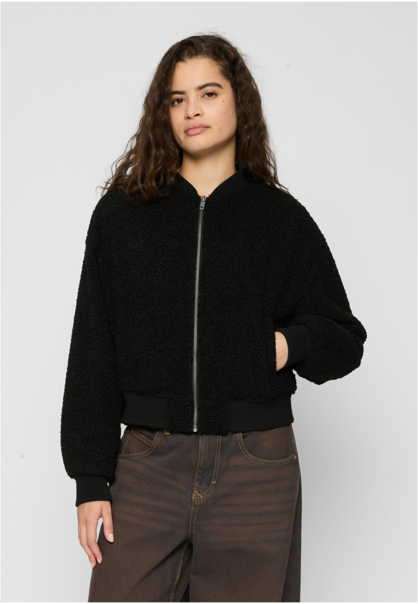 Ladies Oversized Sherpa Bomber Jacket