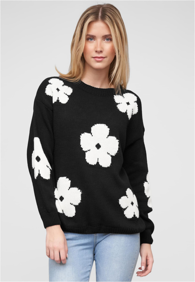 Cloud 5ive Crewneck Knit Sweater with Flowers