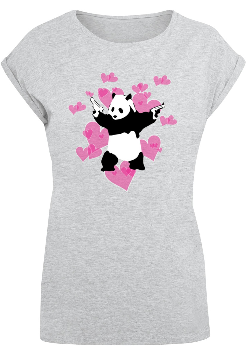Ladies Brandalised - Panda Guns With Hearts T-Shirt