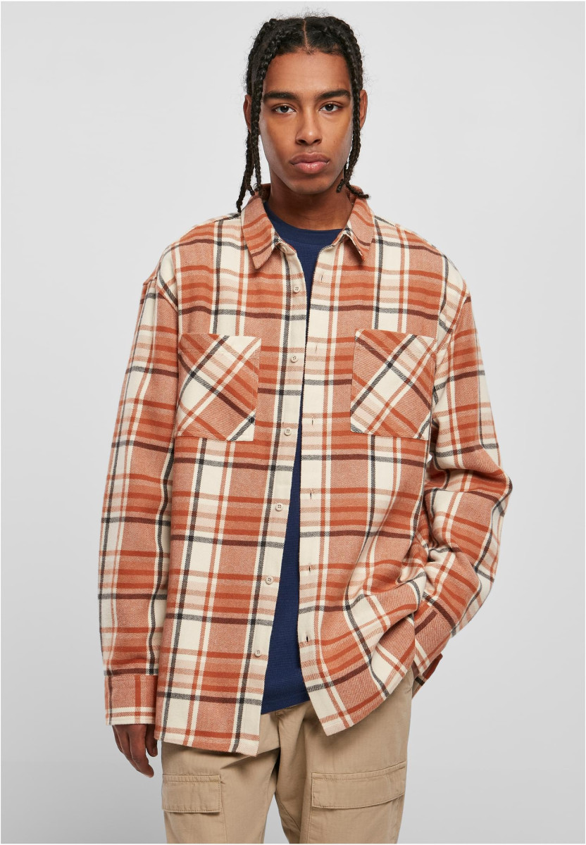 Long Oversized Checked Leaves Shirt