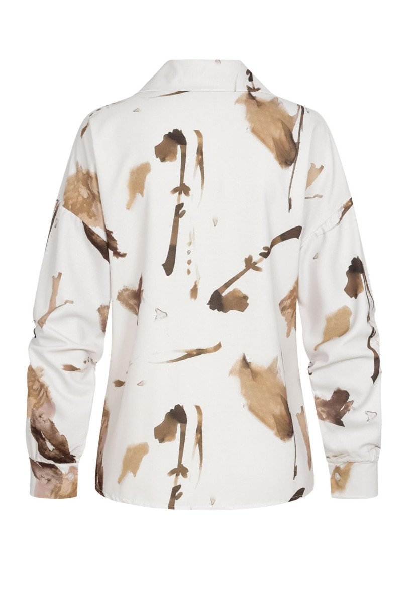 Langarm Bluse mit Knopfleiste und All Over Abstrakt Print