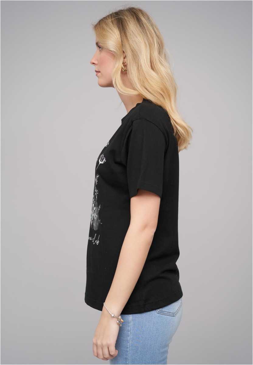 Ladies 77 Wildflower Black Tee