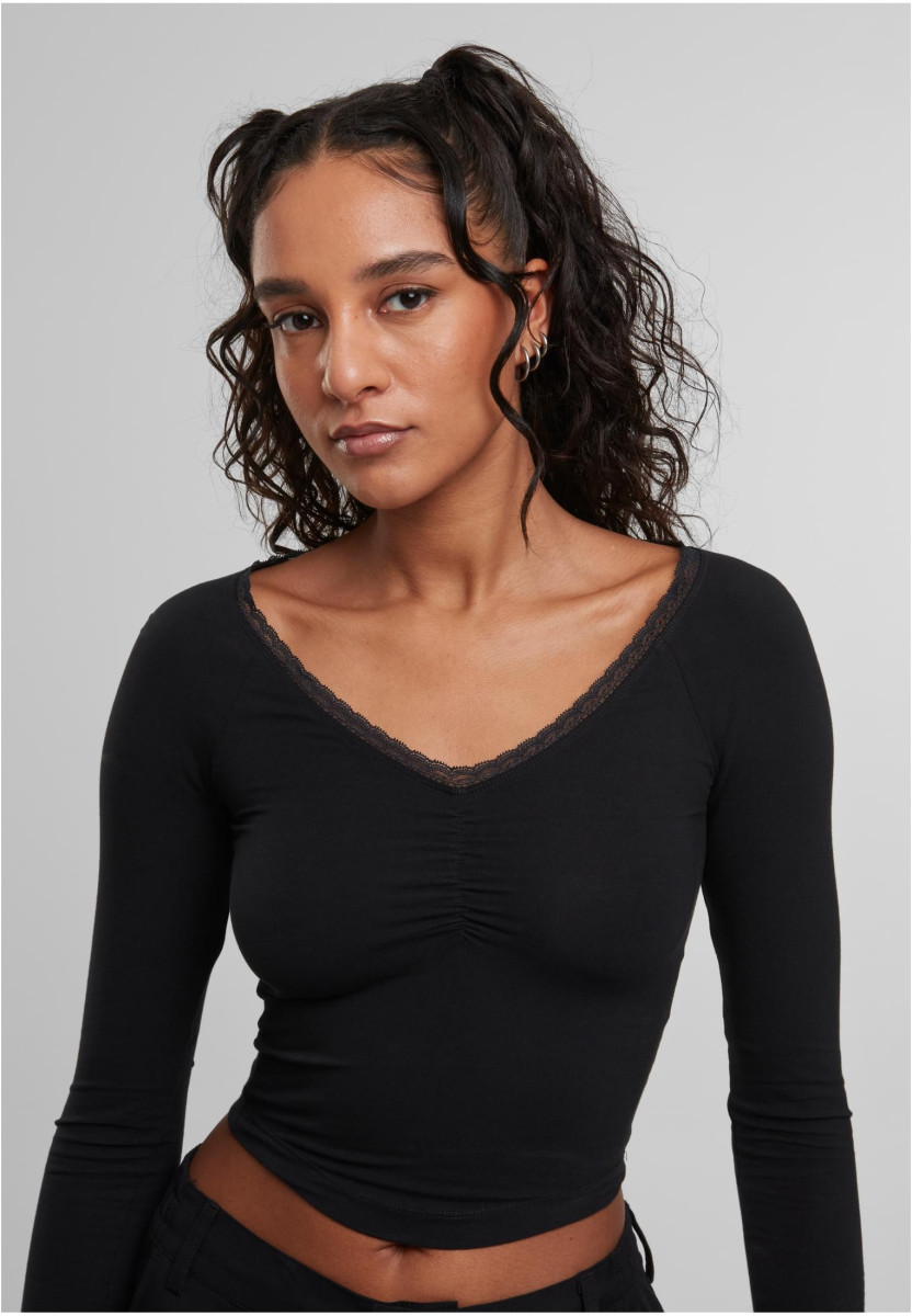 Ladies Short Lognsleeve Lace Shirt