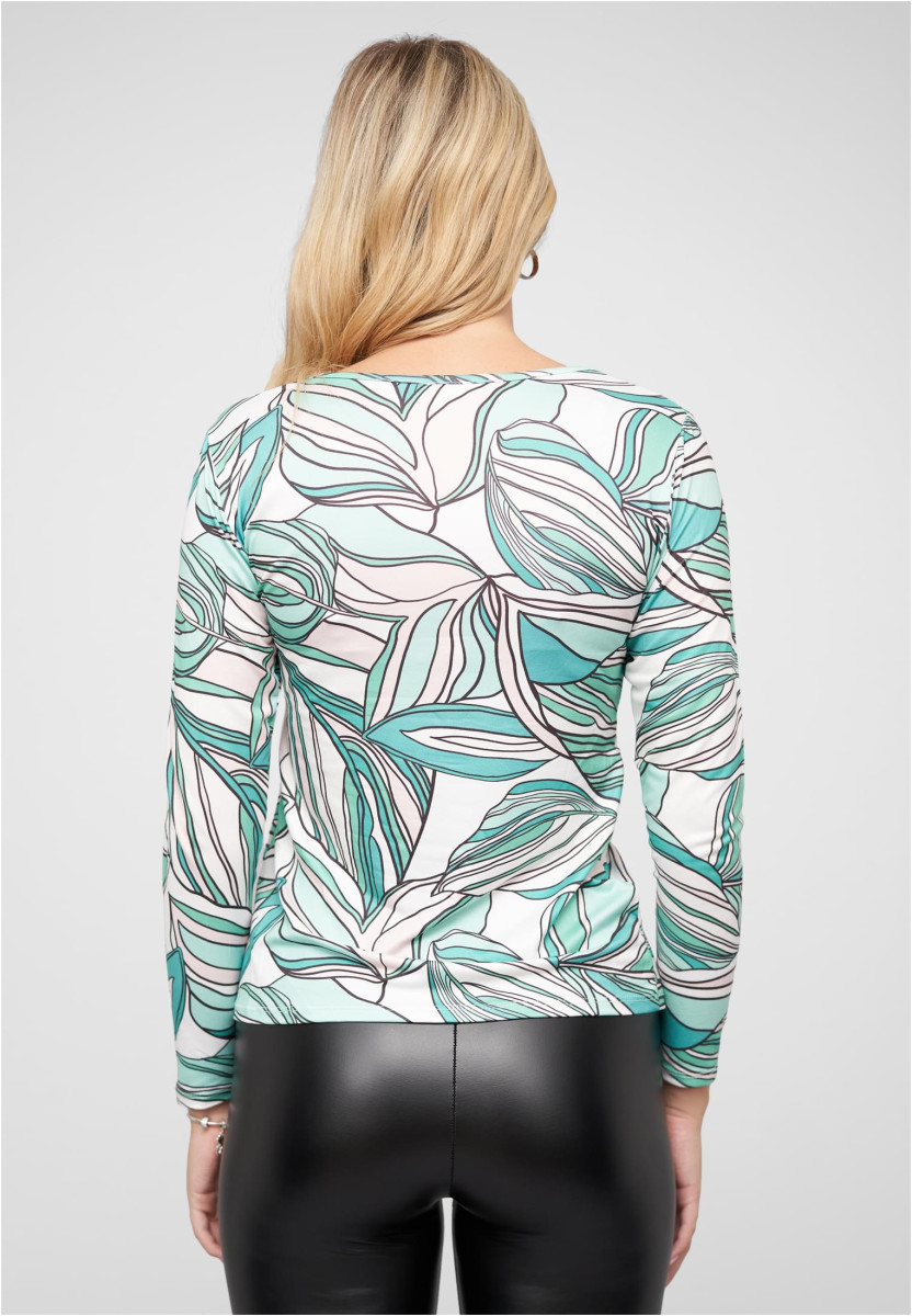 Langarm Top mit Bl?tter Print