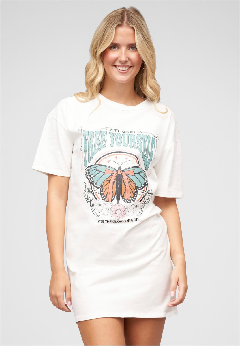 T-Shirt-Kleid mit Free Yourself Butterfly Print