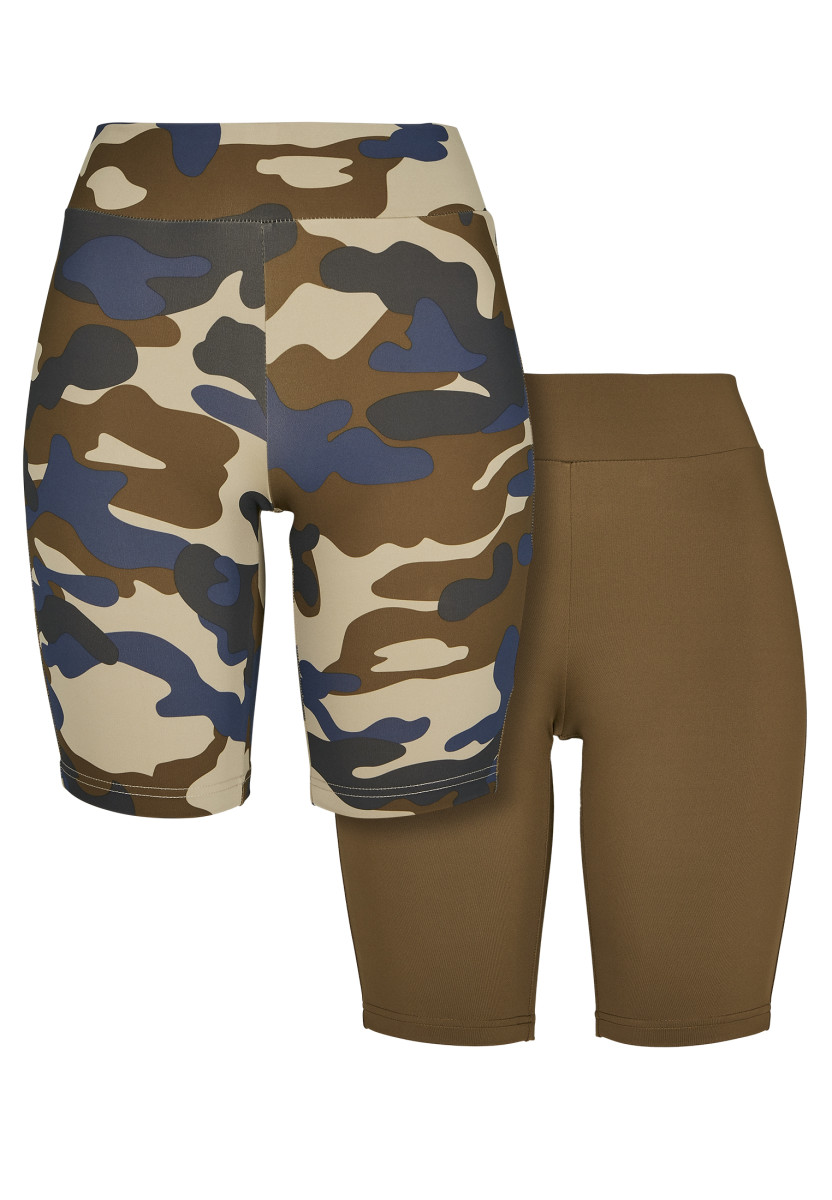 Ladies High Waist Camo Tech Cycle Shorts Double Pack