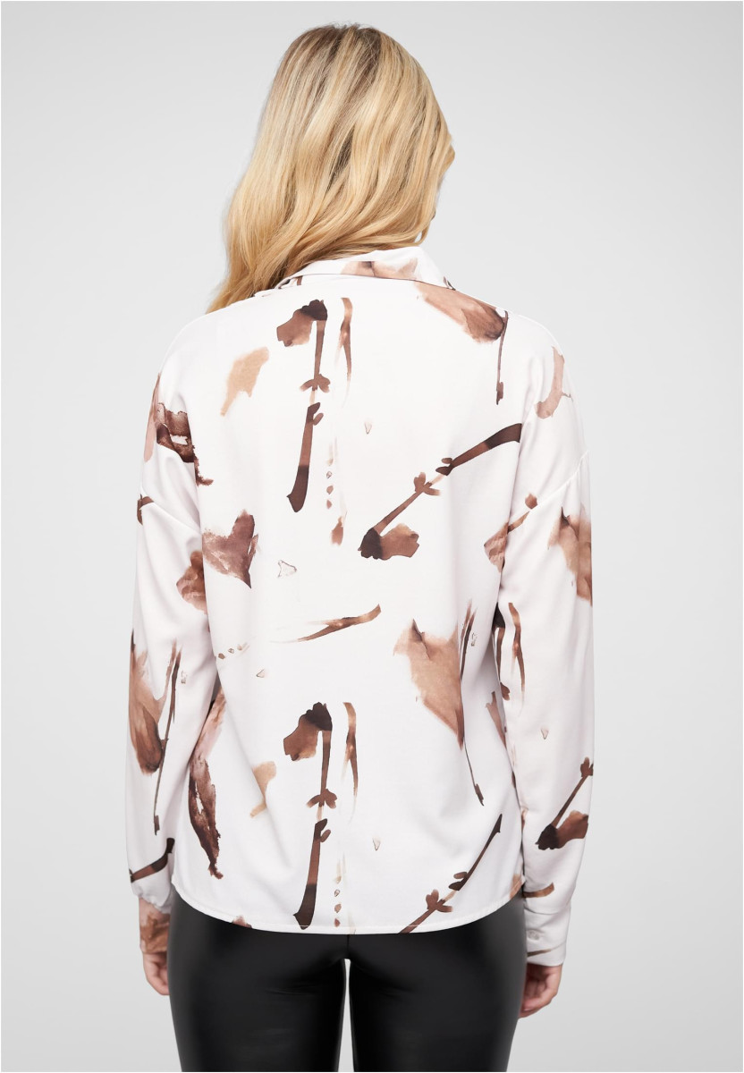 Langarm Bluse mit Knopfleiste und All Over Abstrakt Print